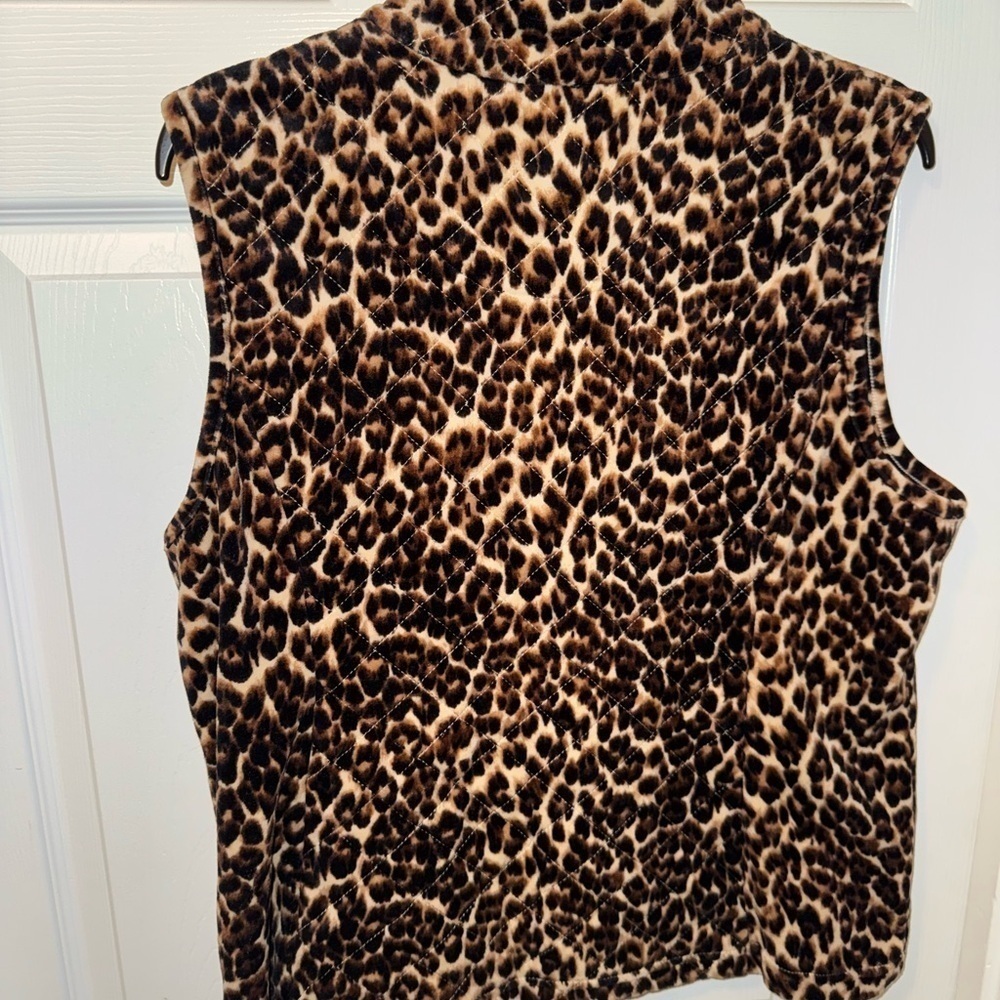 Charter Club Leopard Print Quilt Vest With Gold Zipper Size L - Picture 5 of 6